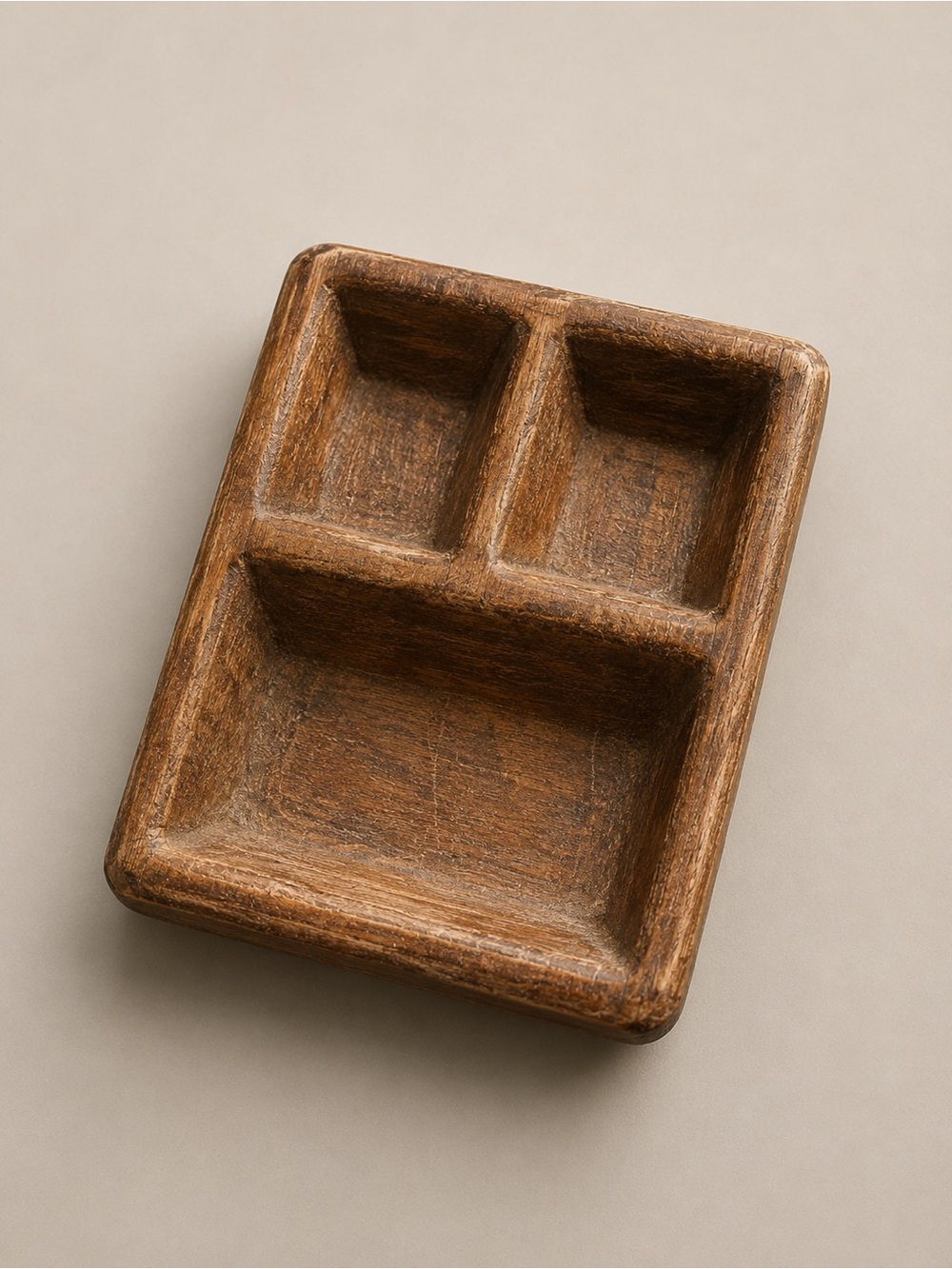 Vintage Brown Wooden Divided Catchall Tray - Picture 2 of 3